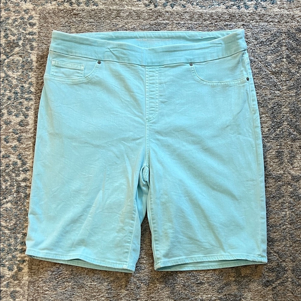 Chico's Aqua Flat Front Shorts